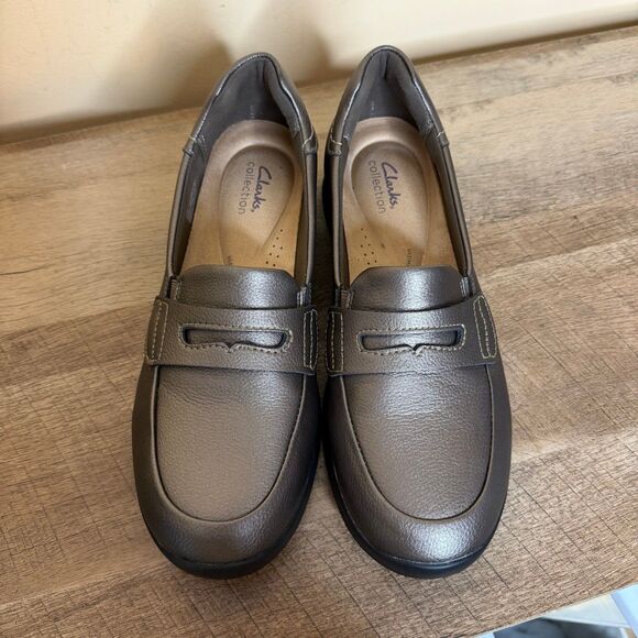 Clarks Ellowyn Penny loafers bronze metallic women’s size 11 shoes - Picture 2 of 7